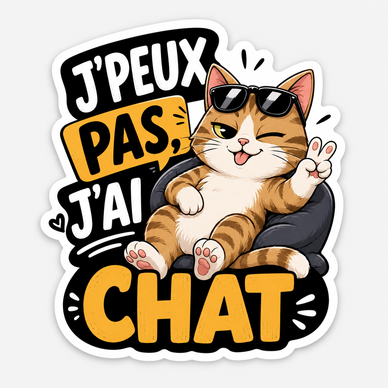 Sticker humoristique « J’peux pas, j’ai chat »